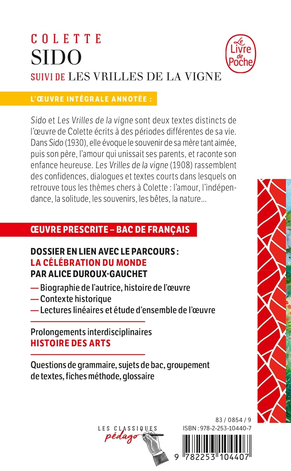 Avis sur Sido de Colette suivi de Les Vrilles de la vigne (BAC) – Image 2